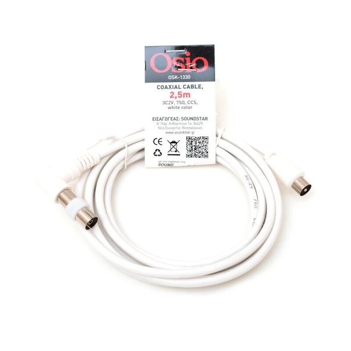 Καλώδιο Κεραίας Osio OSK-1330 male to male και female αντάπτορα, 2.5m