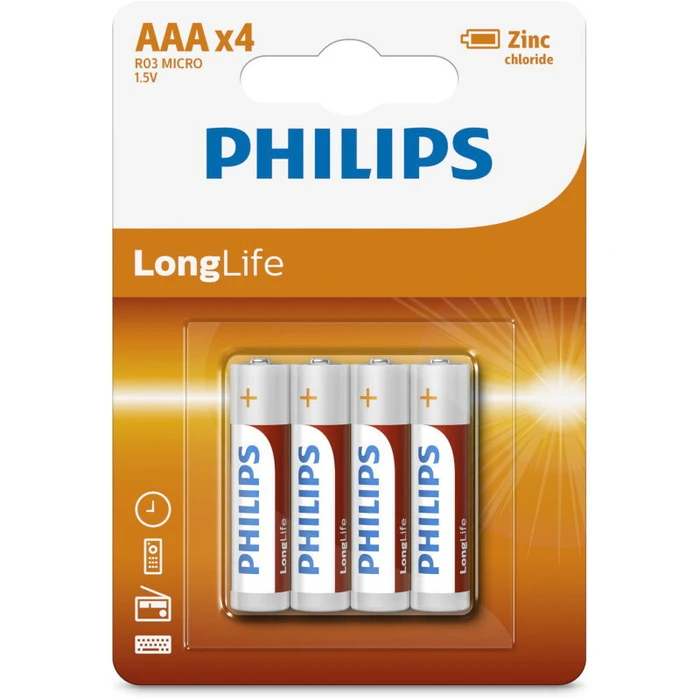 Μπαταρία Philips R03L4B/10 Zinc-Chloride 4 τμχ AAA