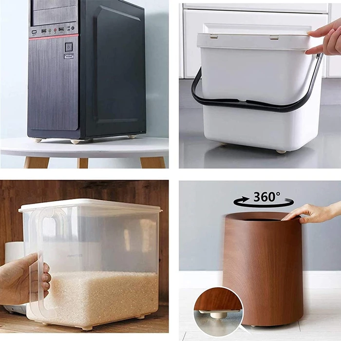 Αυτοκόλλητα Ροδάκια HUH-0084, Πλαστικά, Λευκά, 4Τμχ