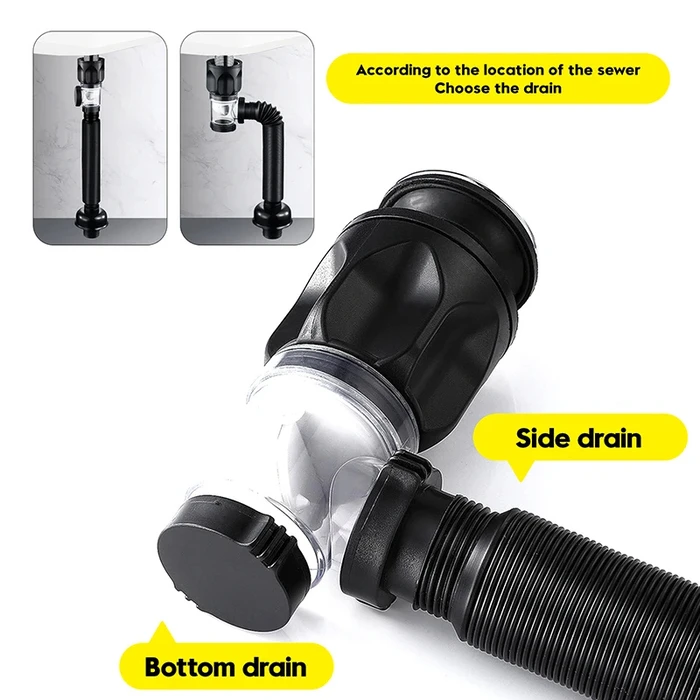 Εύκαμπτο Σιφώνι Νιπτήρα HUH-0139, Μπάνιου/Κουζίνας, Φ32Mm, Λευκό