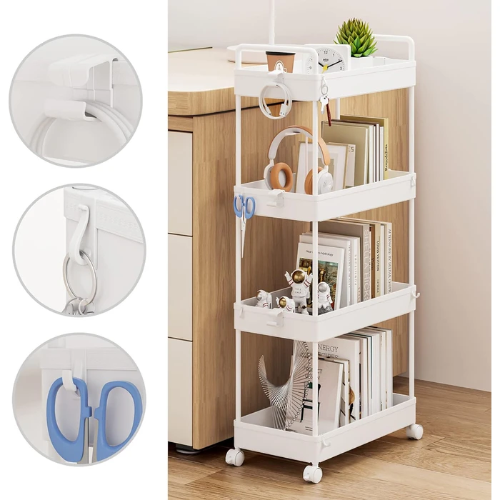 Τρόλει Κουζίνας Home Use HUH-0163, 4 Θέσεων, 40X21.5X91.5Cm, Λευκό