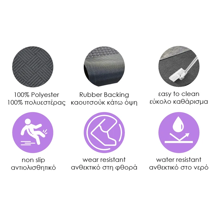 Πατάκι Εισόδου Home Use HUH-0212, Αντιολισθητικό, 60X40cm, 5Mm Πάχος, Γκρι