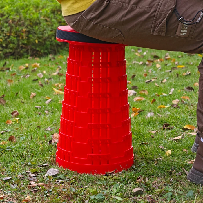 Πτυσσόμενο Καρεκλάκι PowertechHUH-0233, Αντοχή Έως 250Kg, 25.5X45Cm, Κόκκινο