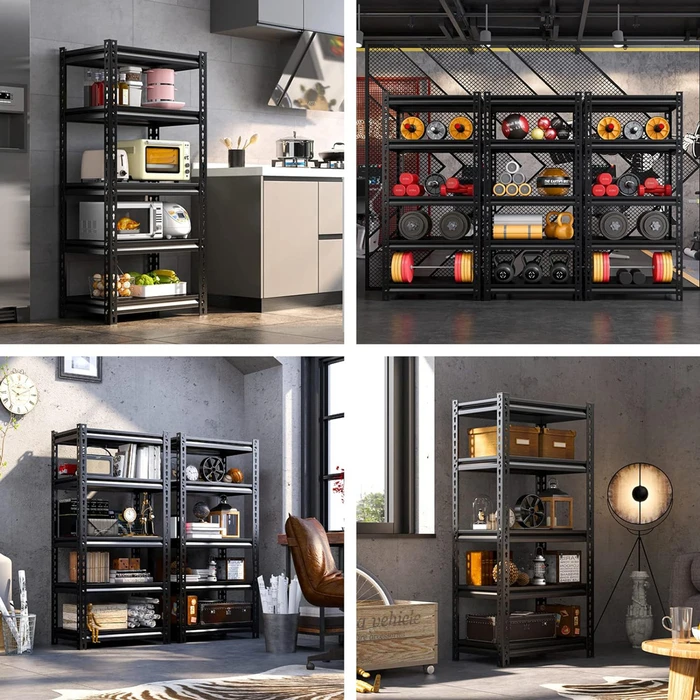 Μεταλλική Ραφιέρα Home Use HUH-0248 με 5 Ράφια, 90X40X183Cm, Μαύρη