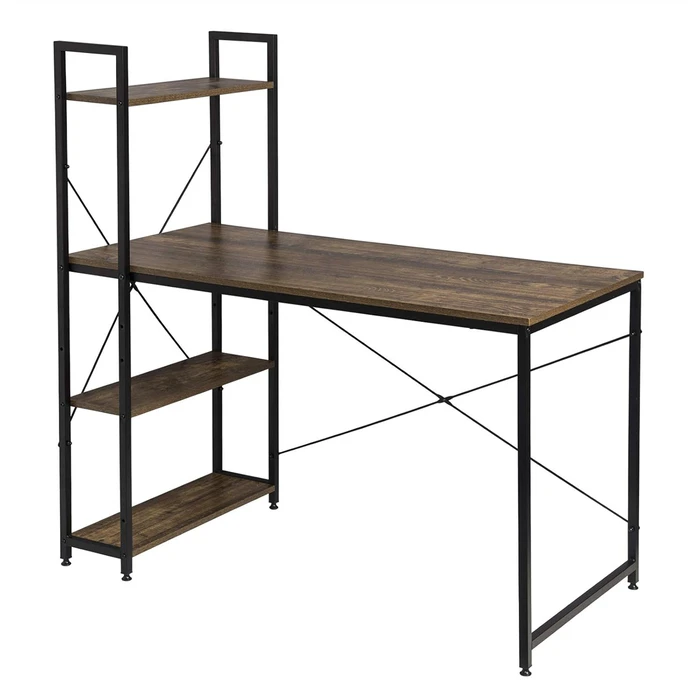 Γραφείο Home Use Γραφείο HUH-0249 με Ραφιέρα, 120X60X122Cm, Καφέ/Μαύρο