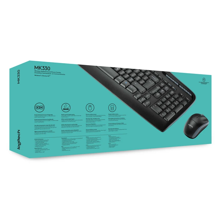 Σετ Πληκτρολόγιο Και Ποντίκι Ασύρματο Logitech MK330 RF QWERTY US International Black