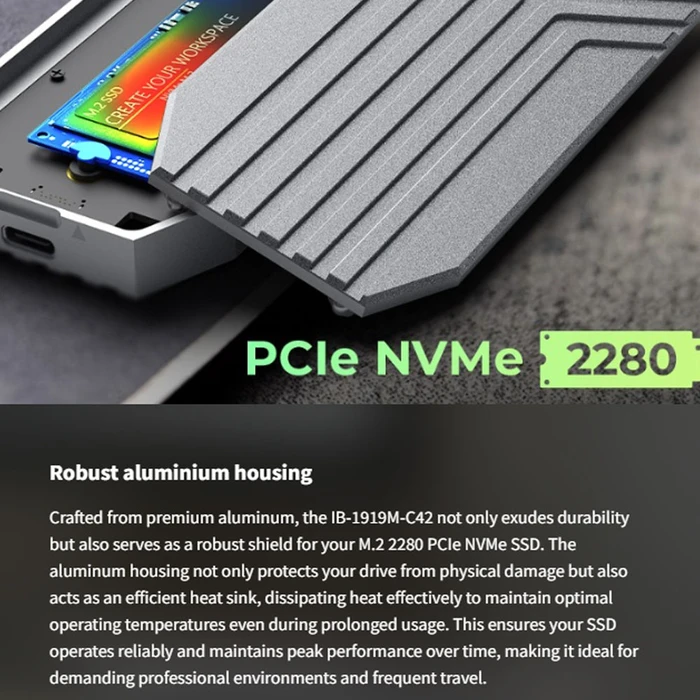 Θήκη Σκληρού Δίσκου Icybox Type-C Usb4 Gen3x2 M.2 Nvme Ssd Enclosure M-Key Silver