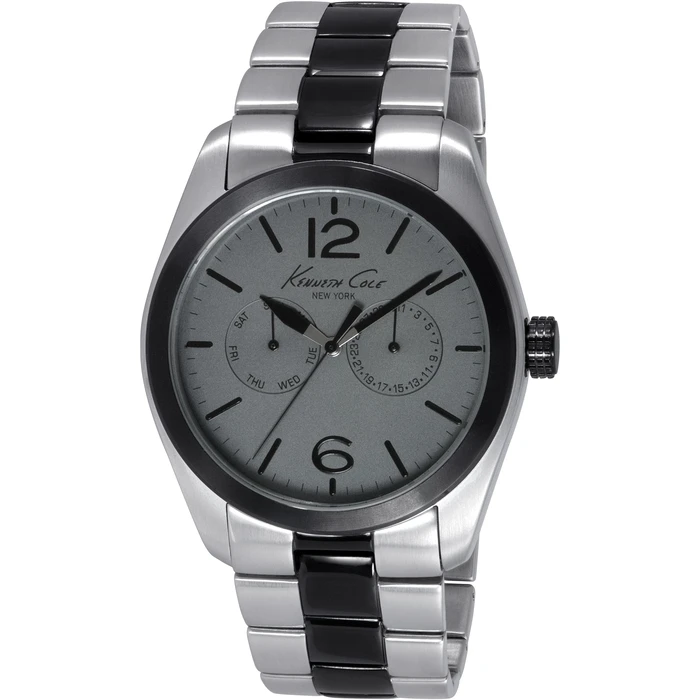 Ανδρικό Ρολόι Kenneth Cole Ikc9365 (44mm) Μεταλλικό Μπρασελέ Ασημί / Μαύρο
