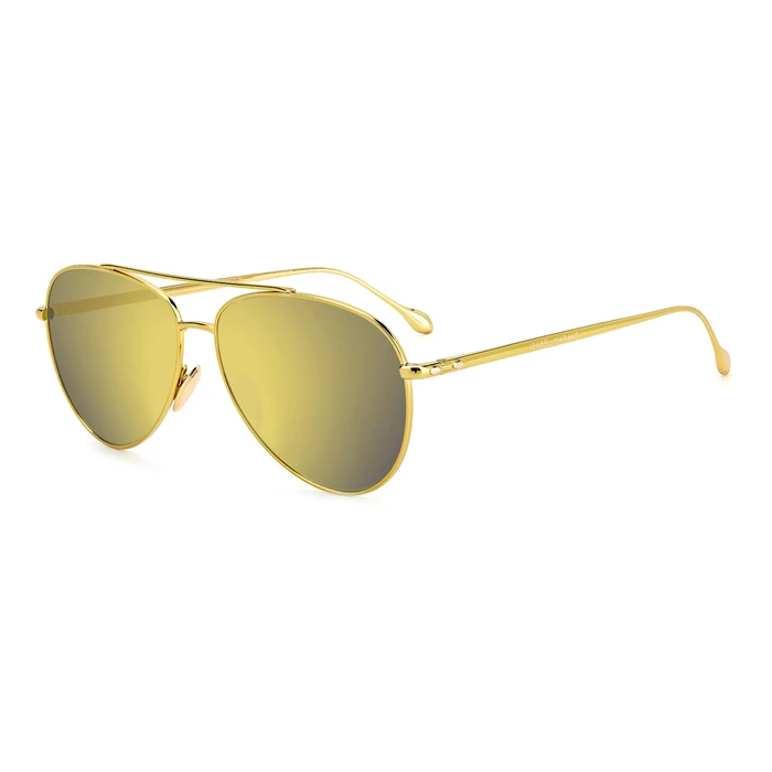 Isabel Marant Women Sunglasses IM-0011-S 40G - Metal Aviator Frame, Gold, Yellow/Brown Multilayer Lenses, 60/14/145 mm