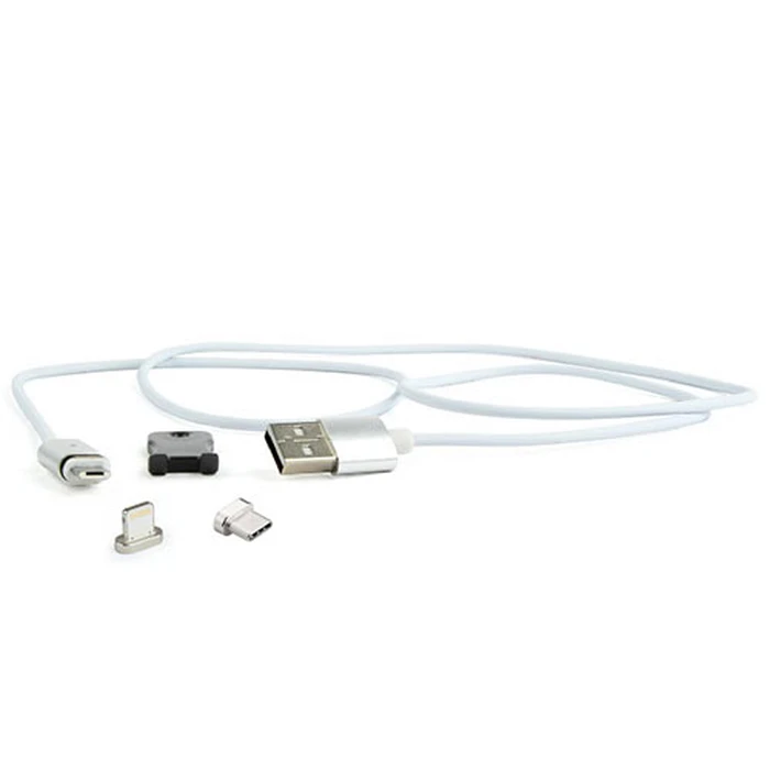 Καλώδιo USB Cablexpert 3-in-1 MAGNETIC 1M Micro - Lightning - Type-C SILVER