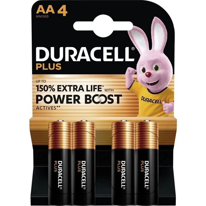 Duracell Plus Alkaline Batteries AA 1.5V 4 pack
