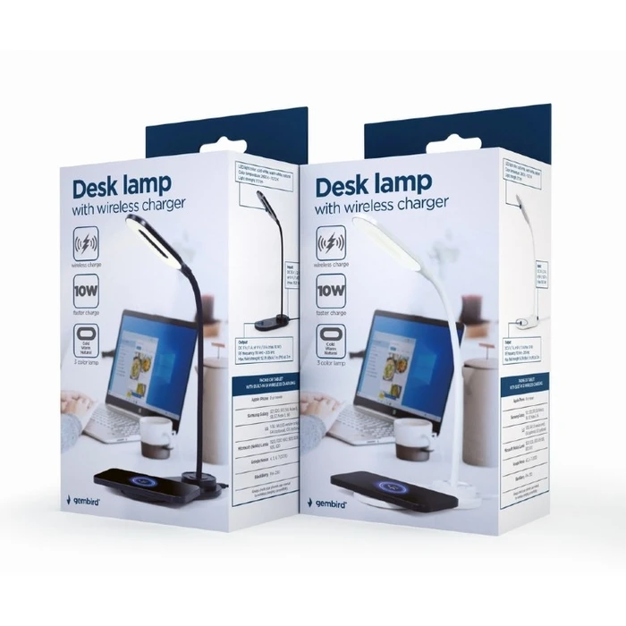 Φωτιστικό Γραφείου LED Gembird With Wireless Charger WHITE