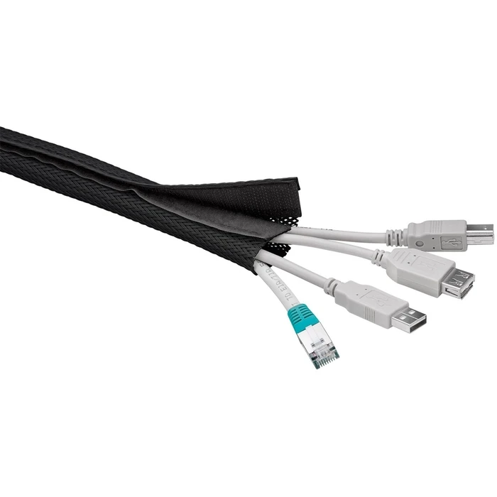 Cable Management Accessory Microconnect Cable Sock with Hook and Loop 1.8 m Black