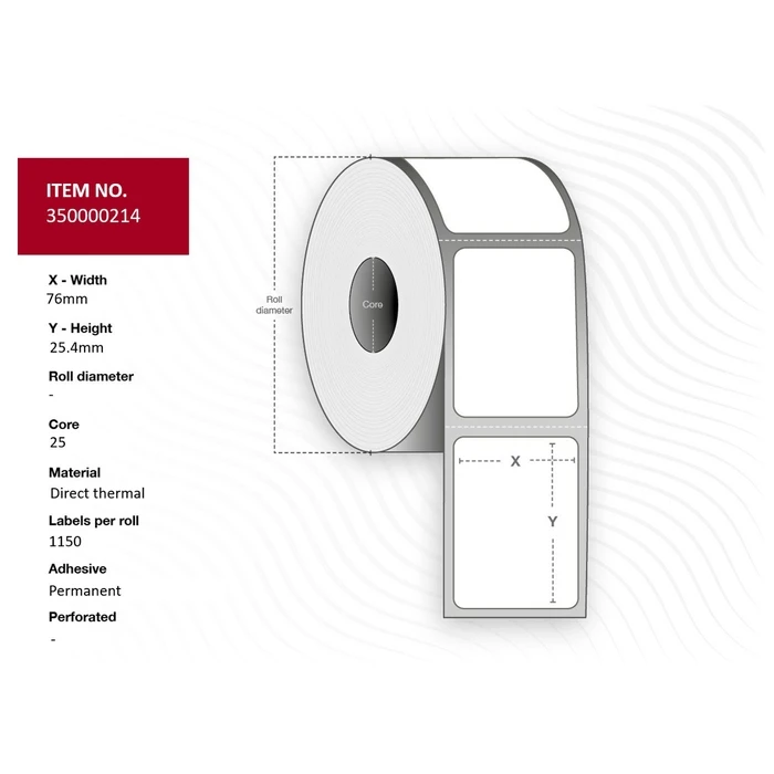 Capture Ετικέτες θερμικής εκτύπωσης Label 76x25.4 Core 25 White Uncoated DT