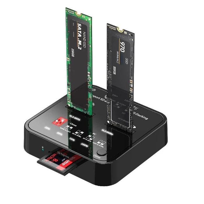 Αντάπτορες USB3.2 Type-C M.2 SATA NVMe SSD Clone Docking