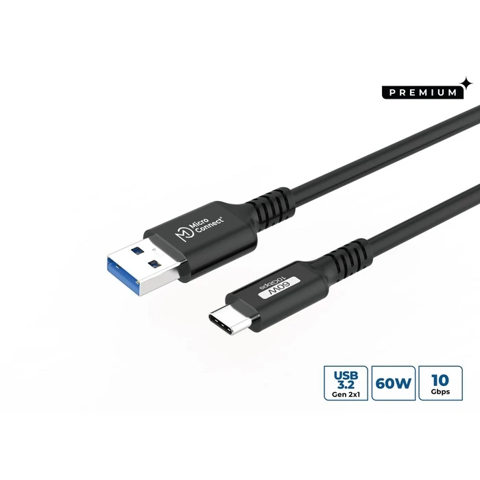 MicroConnect Καλώδια Δικτύου Premium USB C to USB A cable 1 5m 10Gbps 60W