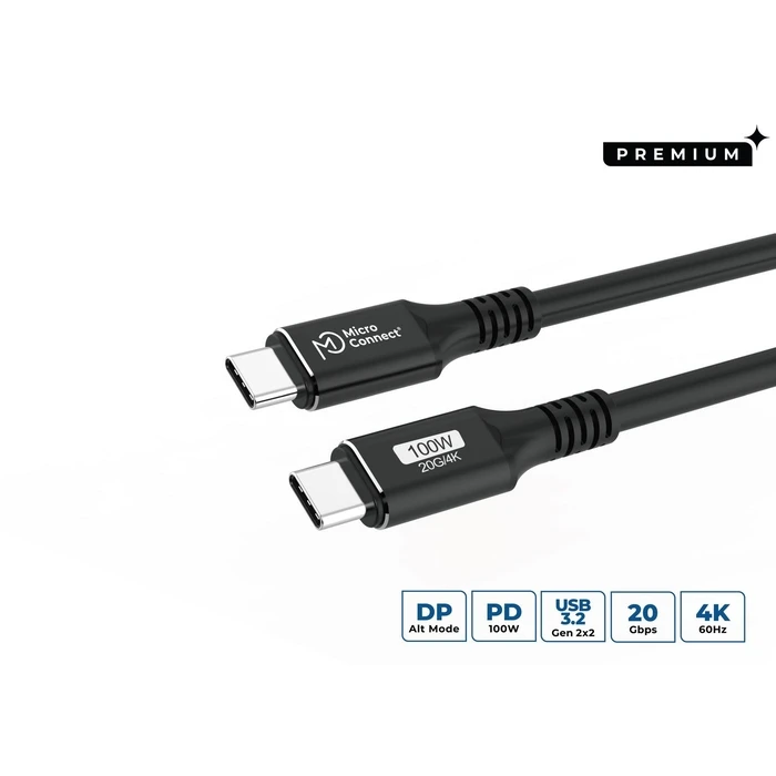 MicroConnect Μετατροπείς Αντάπτορες USB C to USB C Cable 2m Premium 100W 20Gbps 4K60Hz