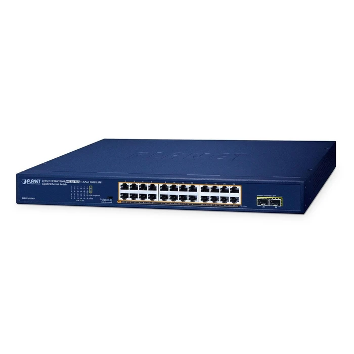 PLANET Network Switch GSW-2620HP 24-Port 10/100/1000T 802.3at PoE Plus 2-Port 1000X