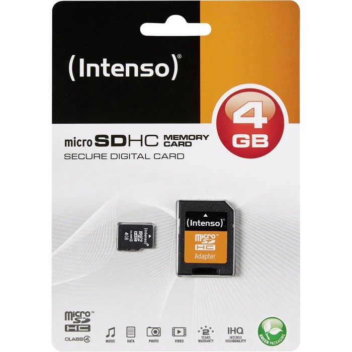 Κάρτα Μνήμης microSDHC 4GB Intenso 5/21 Class 4 Including Adapter