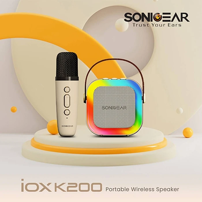 Karaoke Sonic Gear IOX K200 Bluetooth 5.1 HOME PORTABLE with Wireless MIC White