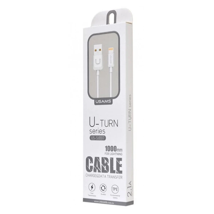 Καλώδιο Lightning Usams σε USB US-SJ097, 10.5W, 1m, λευκό
