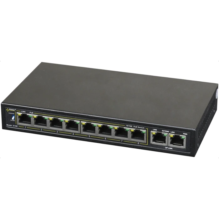 Network Switch PULSAR S108 Fast Ethernet (10/100) Black (PoE)