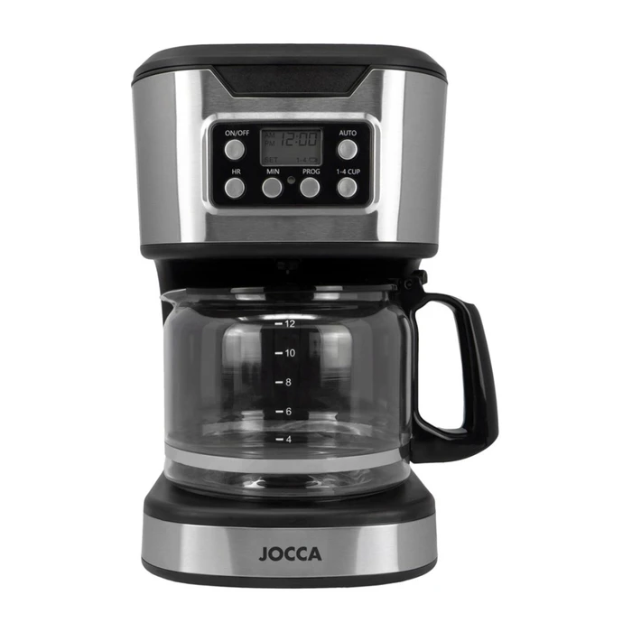 JOCCA Drip Coffee Machine with Timer 1.5L Glass Jug Silver Black