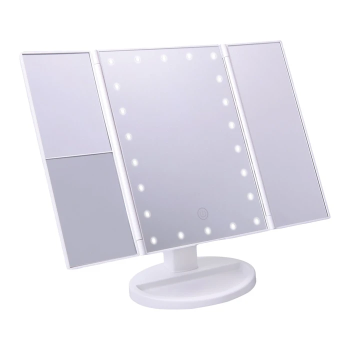 JOCCA Foldable Makeup Mirror with LED Light and 1X 2X 3X Magnification White