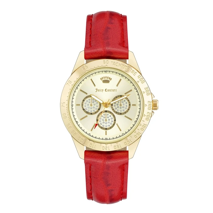 Γυναικείο Ρολόι Juicy Couture Jc1220Gprd (38 mm) Δερμάτινο Λουράκι Κόκκινο