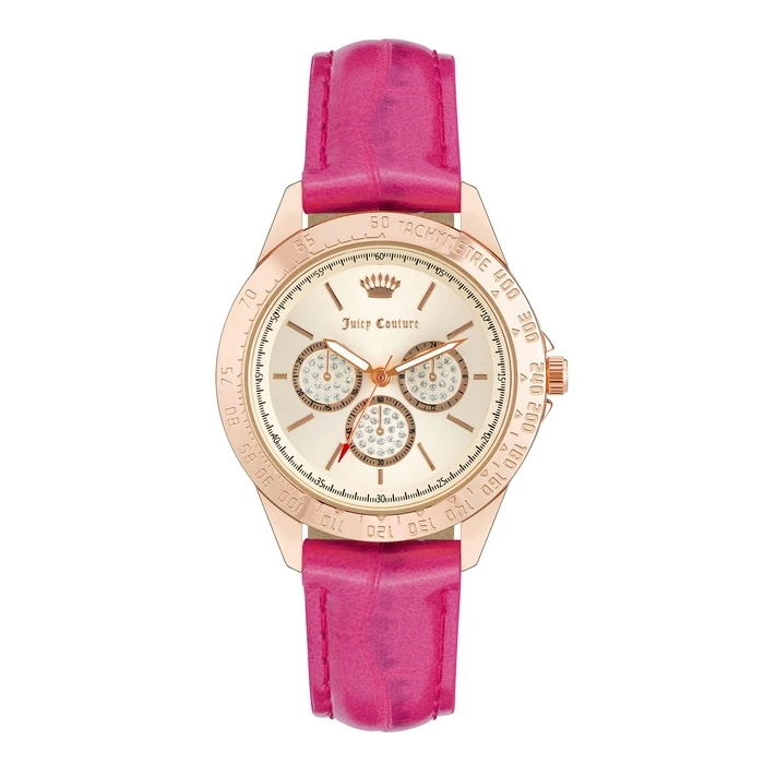 Γυναικείο Ρολόι Juicy Couture Jc1220Rgpk (38 mm) Δερμάτινο Λουράκι Ροζ