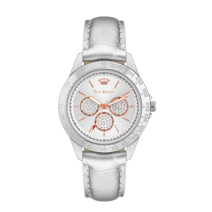 Γυναικείο Ρολόι Juicy Couture Jc1221Svsi (38 mm) Δερμάτινο Λουράκι Ασημί