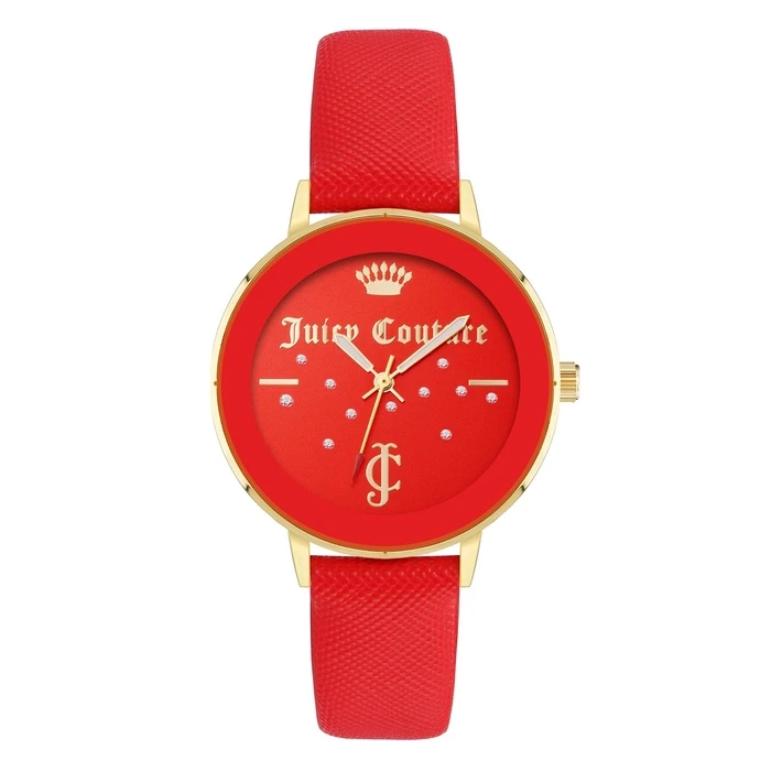 Γυναικείο Ρολόι Juicy Couture Jc1264Gprd (38 mm) Δερμάτινο Λουράκι Κόκκινο