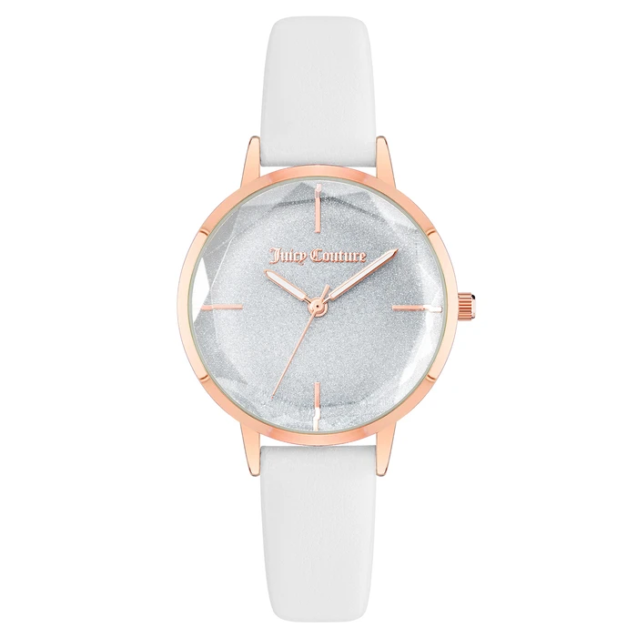 Γυναικείο Ρολόι Juicy Couture Jc1326Rgwt (34 mm) Δερμάτινο Λουράκι Λευκό