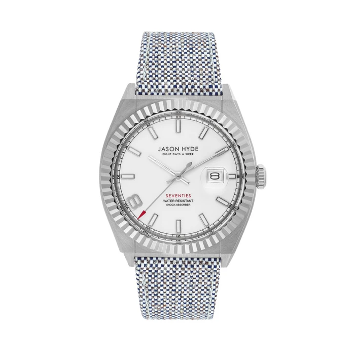 Ανδρικό Ρολόι Jason Hyde Jh30000 (40mm) Υφασμάτινο Λουράκι Ασημί