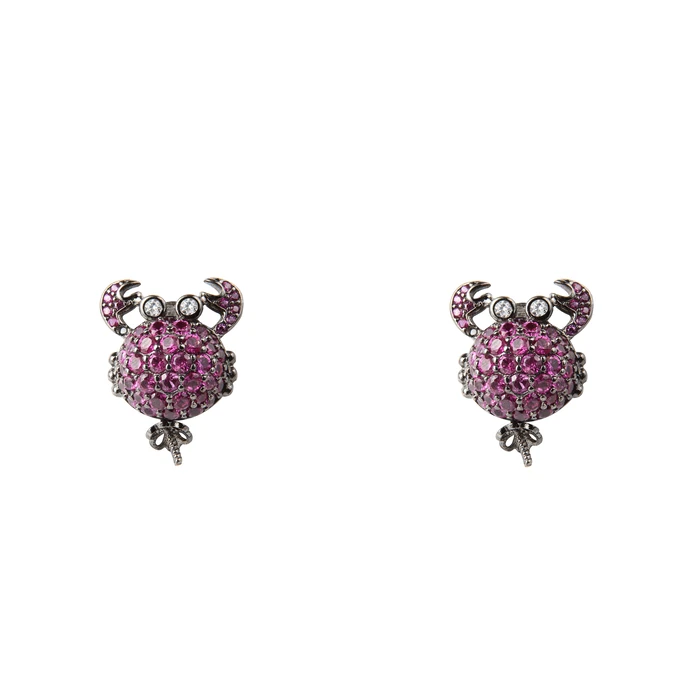 Γυναικεία Σκουλαρίκια Lancaster Jla-Ear-Crab5 (1,2Mm) από Ασήμι Purple/ Black