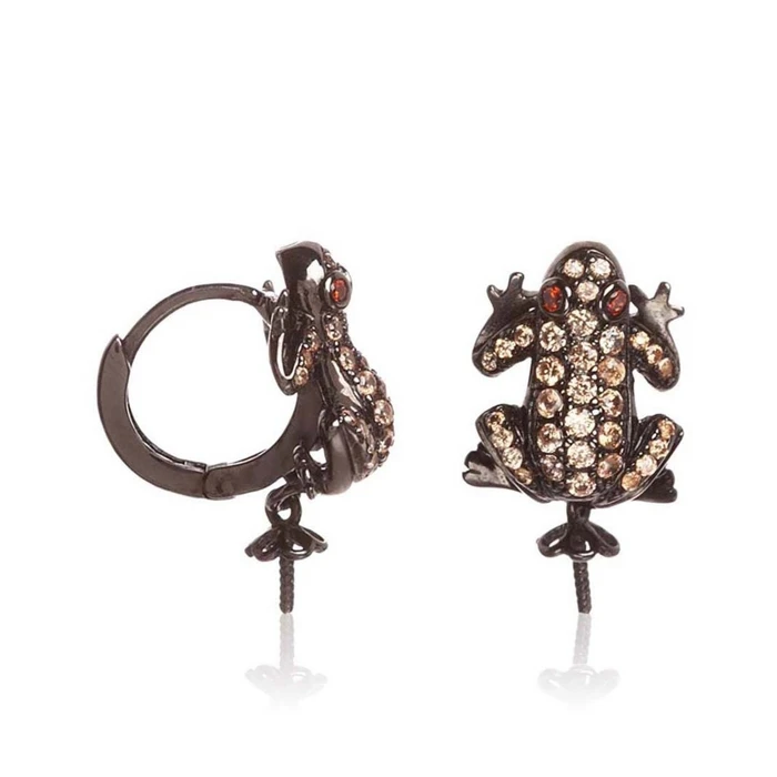 Γυναικείο Σκουλαρίκια Lancaster Jla-Ear-Frog4 (1,2Mm) από Ασήμι Brown/Black