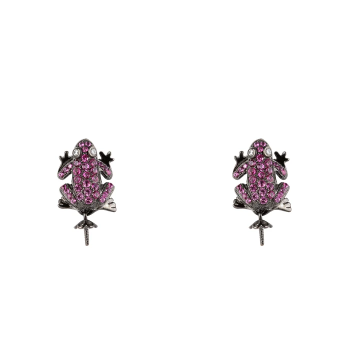 Γυναικείο Σκουλαρίκια Lancaster Jla-Ear-Frog5 (1,2Mm) από Ασήμι Purple/ Black