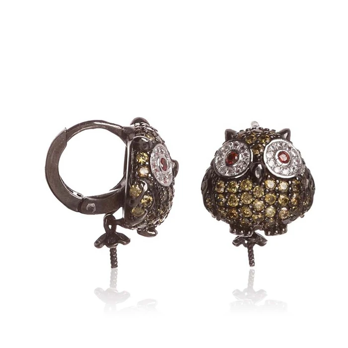 Γυναικείο Σκουλαρίκια Lancaster Jla-Ear-Owl-3 (1,2Mm) από Ασήμι Green/ Black