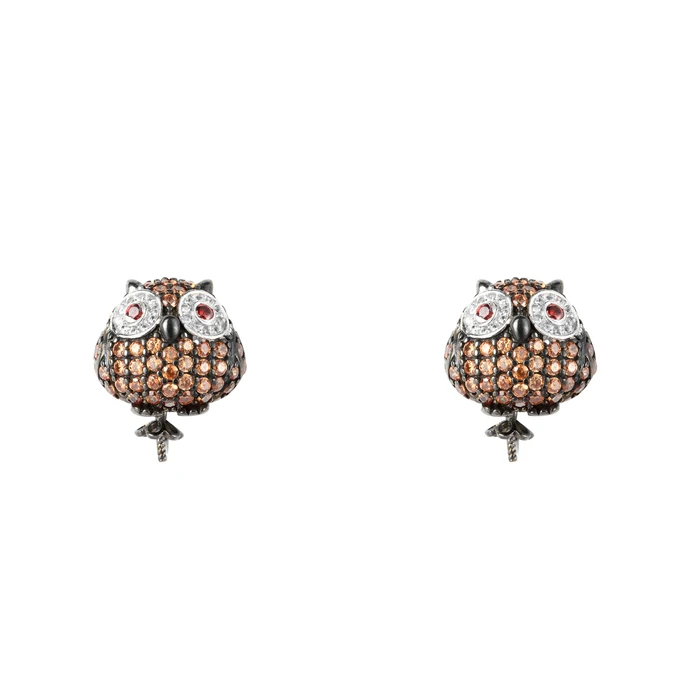 Γυναικείο Σκουλαρίκια Lancaster Jla-Ear-Owl-4 (1,2Mm) από Ασήμι Brown/ Black