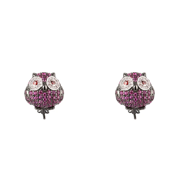 Γυναικείο Charm Lancaster Jla-Ear-Owl-5 (1,2Mm) από Ασήμι Purple/ Black