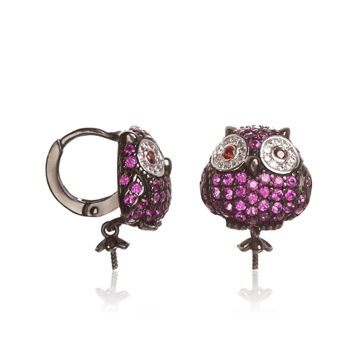 Γυναικείο Charm Lancaster Jla-Ear-Owl-5 (1,2Mm) από Ασήμι Purple/ Black