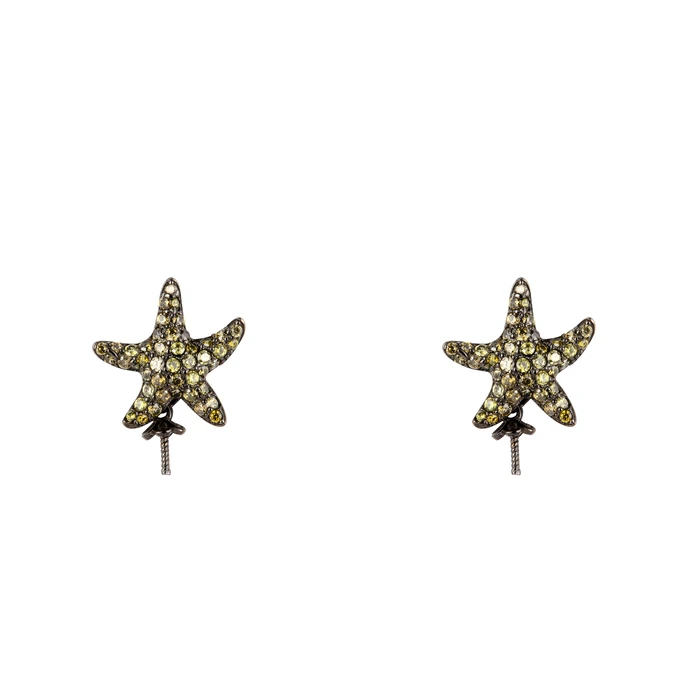 Γυναικείο Σκουλαρίκια Lancaster Jla-Ear-Star3 (1,2Mm) από Ασήμι Green/ Black