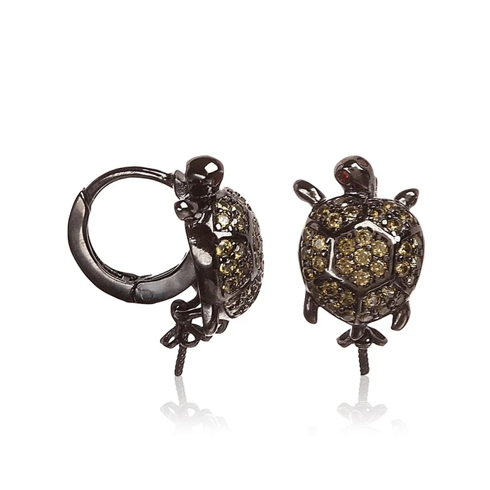 Γυναικείο Σκουλαρίκια Lancaster Jlaearturtle3 (1,2Mm) από Ασήμι Green/Black