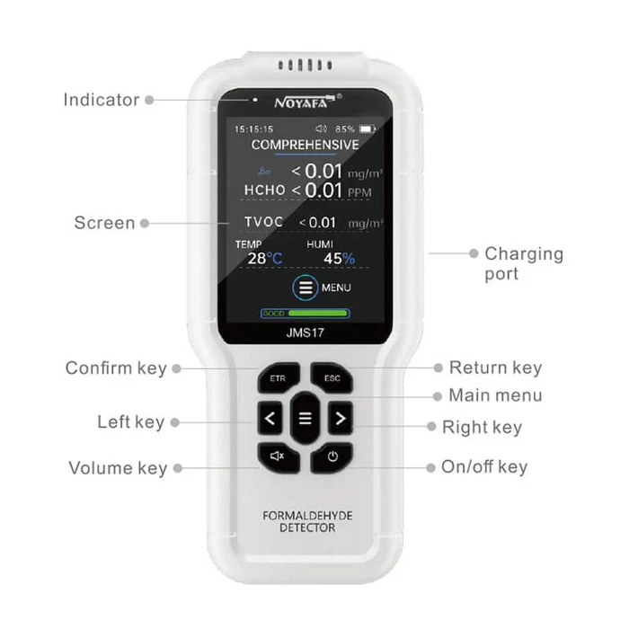 Ψηφιακός Μετρητής Noyafa Περιβάλλοντος Jms17, 4 σε 1, Επαναφορτιζόμενος