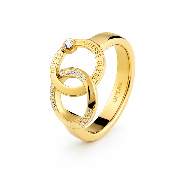 GUESS Women's Ring JUBR02196JWYG (Size 54) - Gold-tone Stainless Steel with Shiny Padlock Detail
