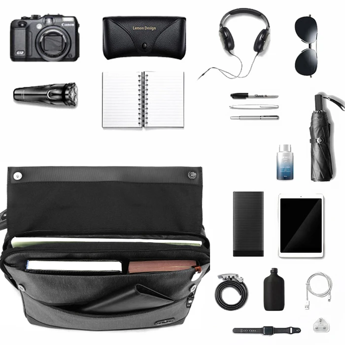 Τσάντα Laptop Arctic Hunter ώμου K00089-BK, με θήκη tablet, μαύρη