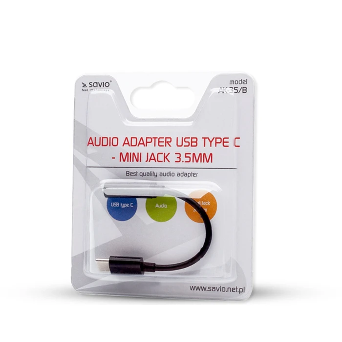 Αντάπτορας USB Savio Type 3.1 C (M) Jack 3.5mm (F) Audio adapter Black AK-35/B