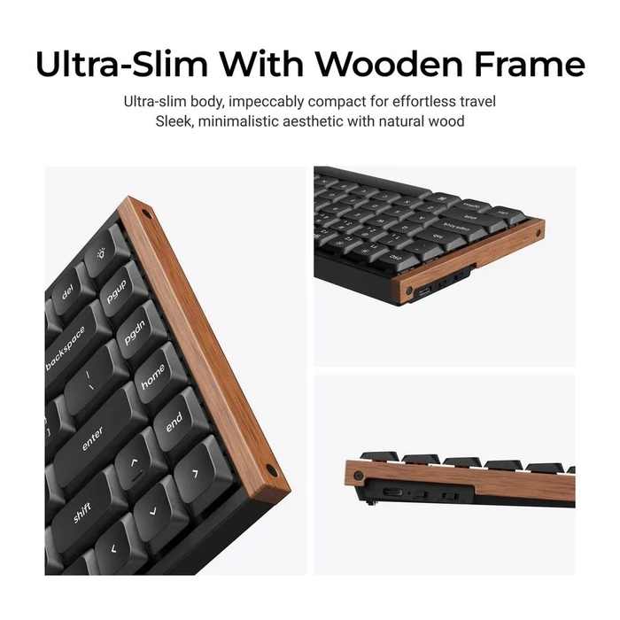Keychron K3 Ultra 8K (K3U-H1) Μηχανικό Gaming Πληκτρολόγιο 75% Red - Wood Frame
