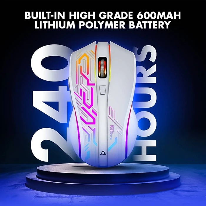 Gaming Ποντίκι Armaggeddon 2.4G Wireless Rgb 10000 Cpi Mikoyan Foxbat-Iii Cyberpunk White