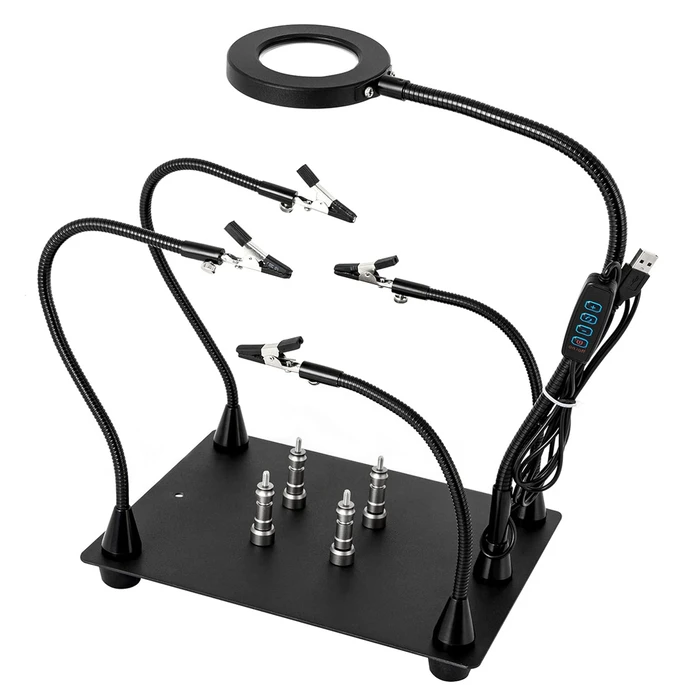 Kaisi Βάση Πλακέτας Pcb Te-808 Με Μεγεθυντικό Φακό & Βραχίονες, Μαύρη